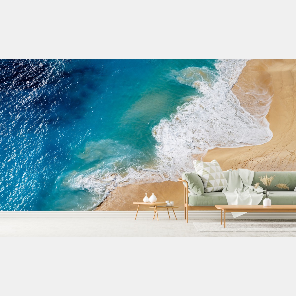 Wall mural aerial turquoise beach shoreline