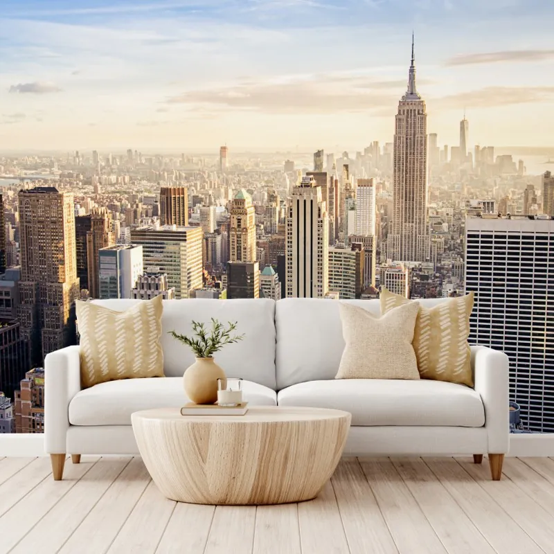 Fototapeta panorama Nowego Jorku o wschodzie słońca