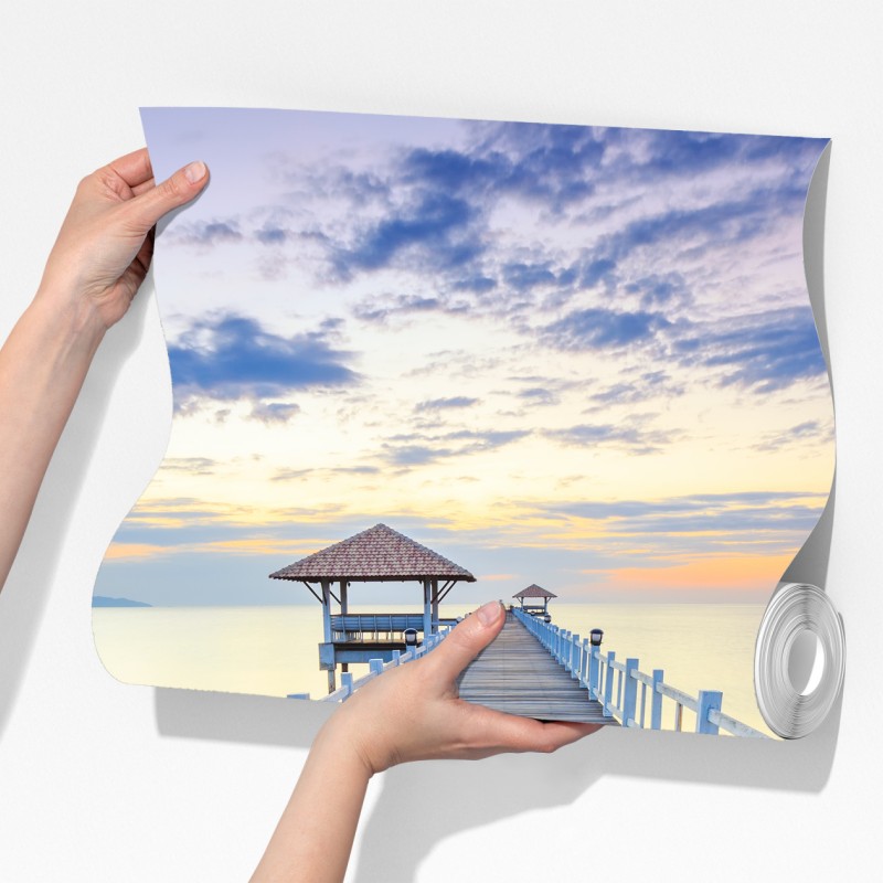 Fototapeta spokojne drewniane molo o zachodzie słońca – Wallissimo® Fototapeta spokojne drewniane molo o zachodzie słońca – Wallissimo®