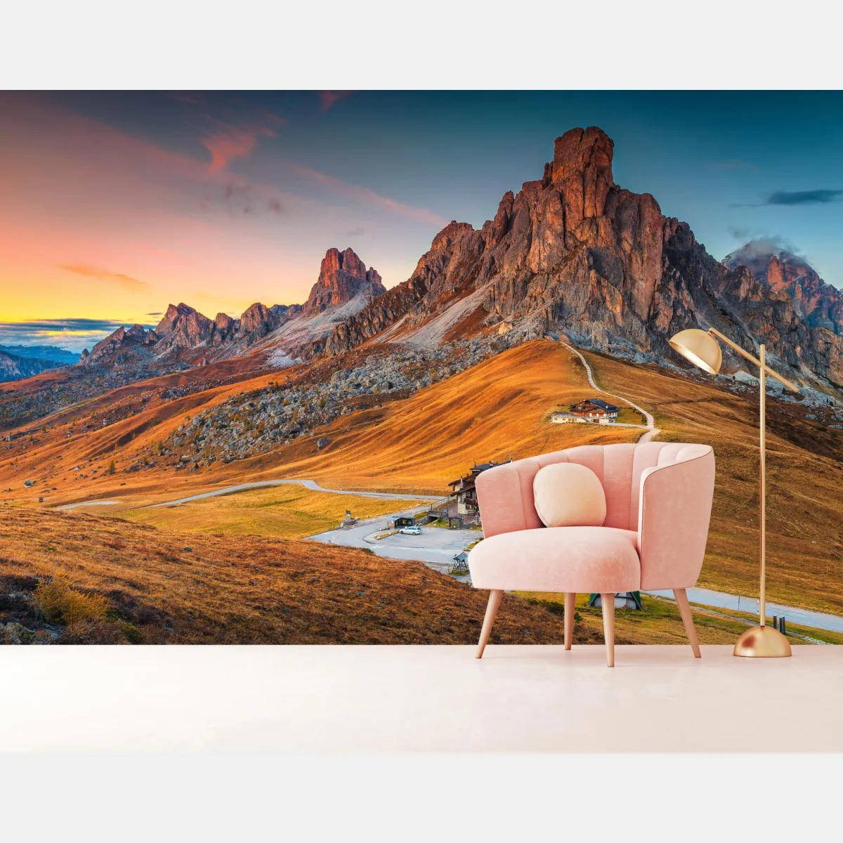 Fototapeta zachód słońca nad Passo Giau, Dolomity – Wallissimo® Fototapeta zachód słońca nad Passo Giau, Dolomity – Wallissimo®