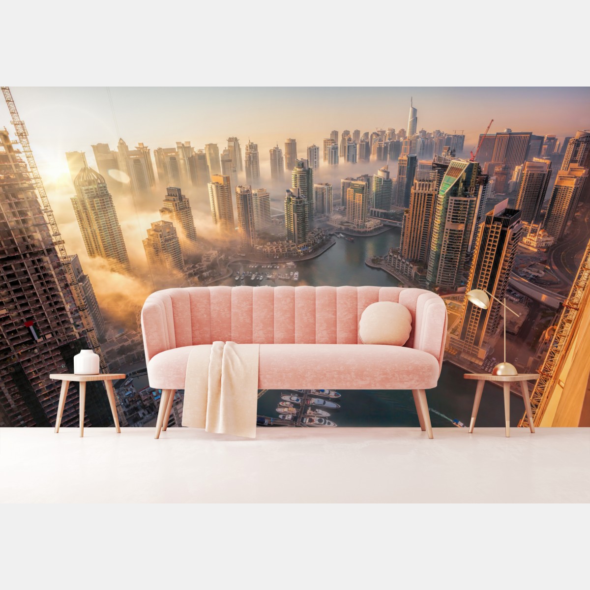 Wall mural Dubai marina sunset skyline