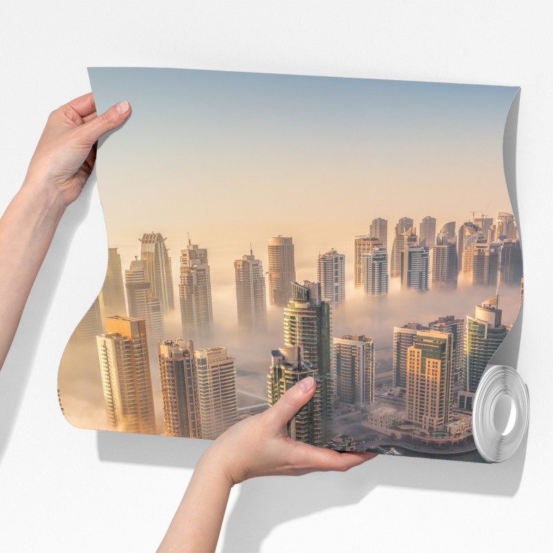 Fototapeta Dubaj marina zachód słońca – Wallissimo® Fototapeta Dubaj marina zachód słońca – Wallissimo®