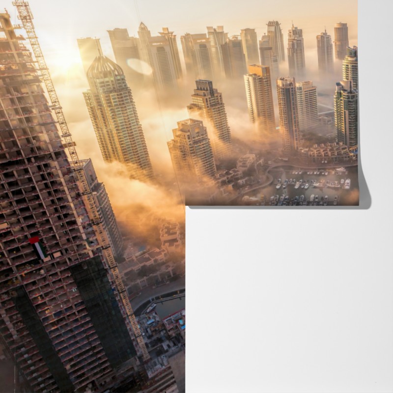 Fototapeta Dubaj marina zachód słońca – Wallissimo® Fototapeta Dubaj marina zachód słońca – Wallissimo®