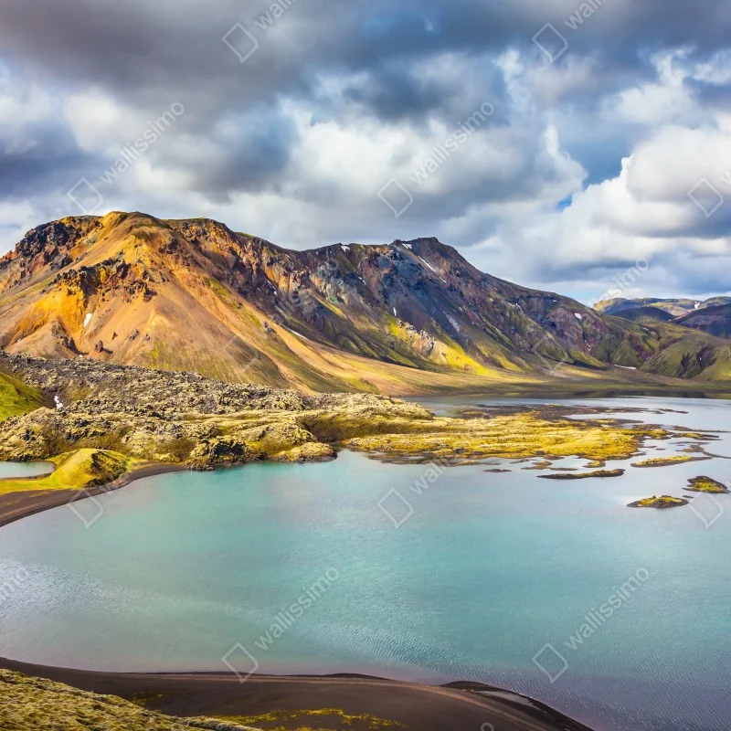 Fototapeta letnie jezioro na Islandii – Wallissimo® Fototapeta letnie jezioro na Islandii – Wallissimo®