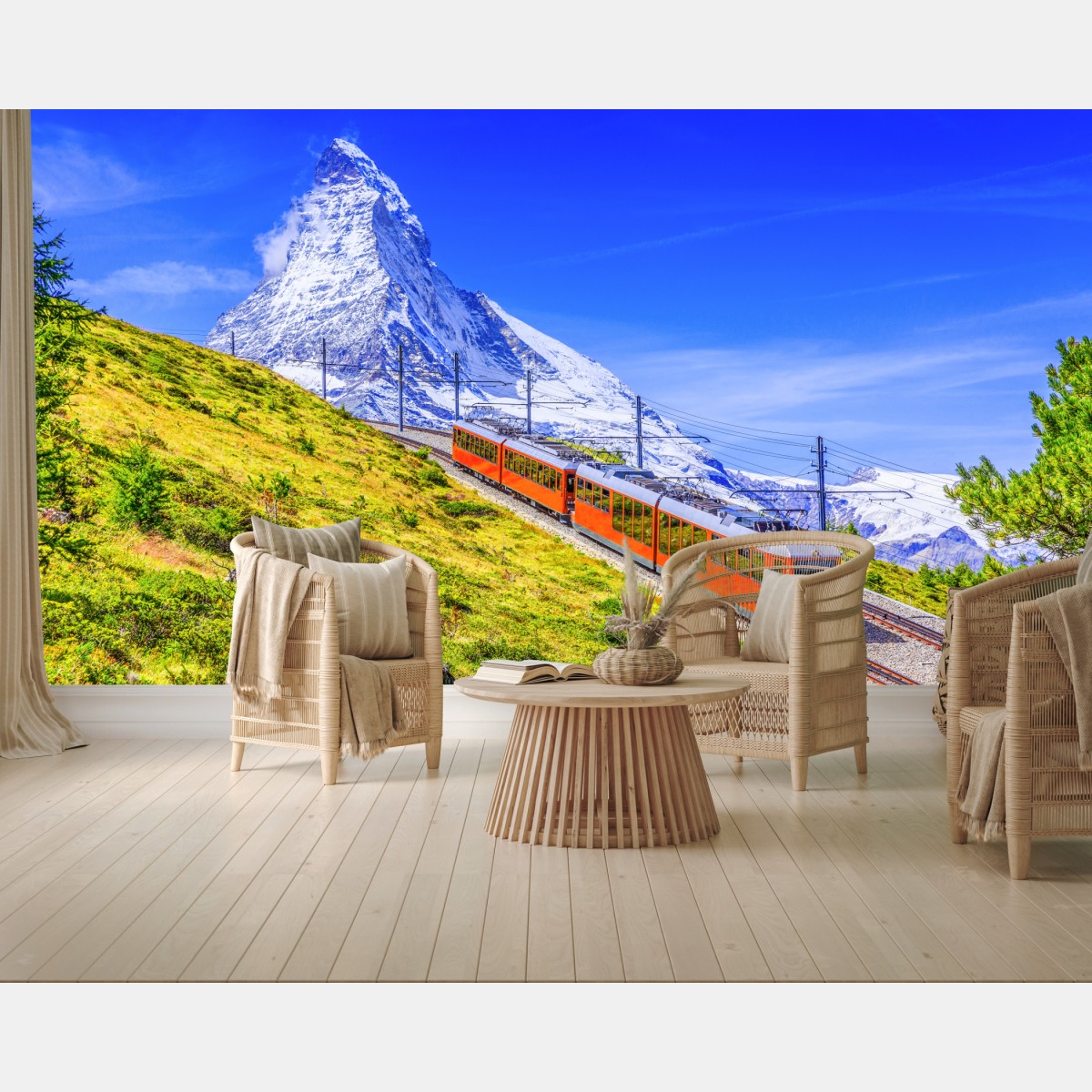 Wall mural Gornergrat train beneath Matterhorn