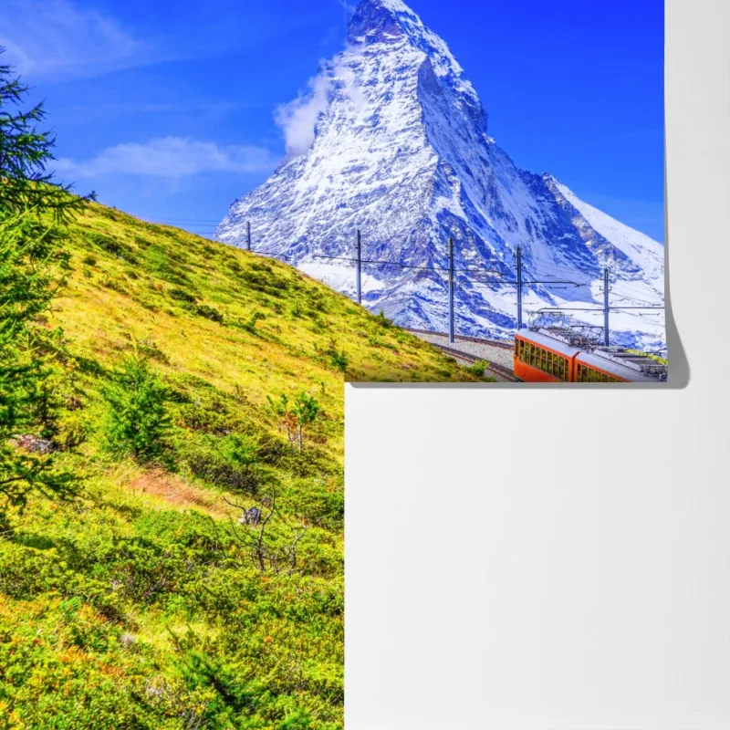 Fototapeta pociąg Gornergrat pod Matterhornem – Wallissimo® Fototapeta pociąg Gornergrat pod Matterhornem – Wallissimo®