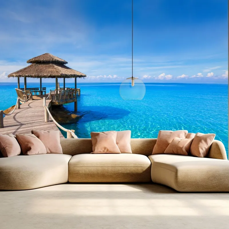 Fototapeta tropikalny pomost nad turkusowym morzem