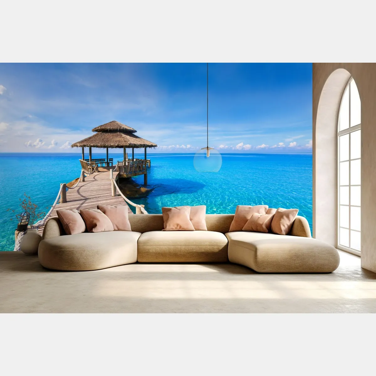 Fototapeta tropikalny pomost nad turkusowym morzem – Wallissimo® Fototapeta tropikalny pomost nad turkusowym morzem – Wallissimo®