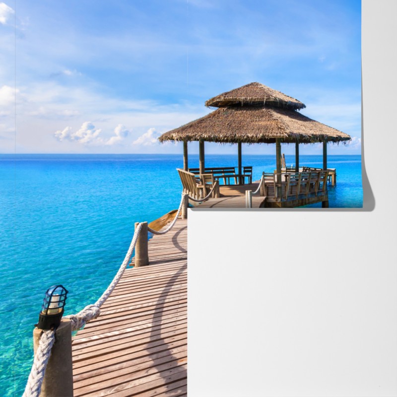 Fototapeta tropikalny pomost nad turkusowym morzem – Wallissimo® Fototapeta tropikalny pomost nad turkusowym morzem – Wallissimo®