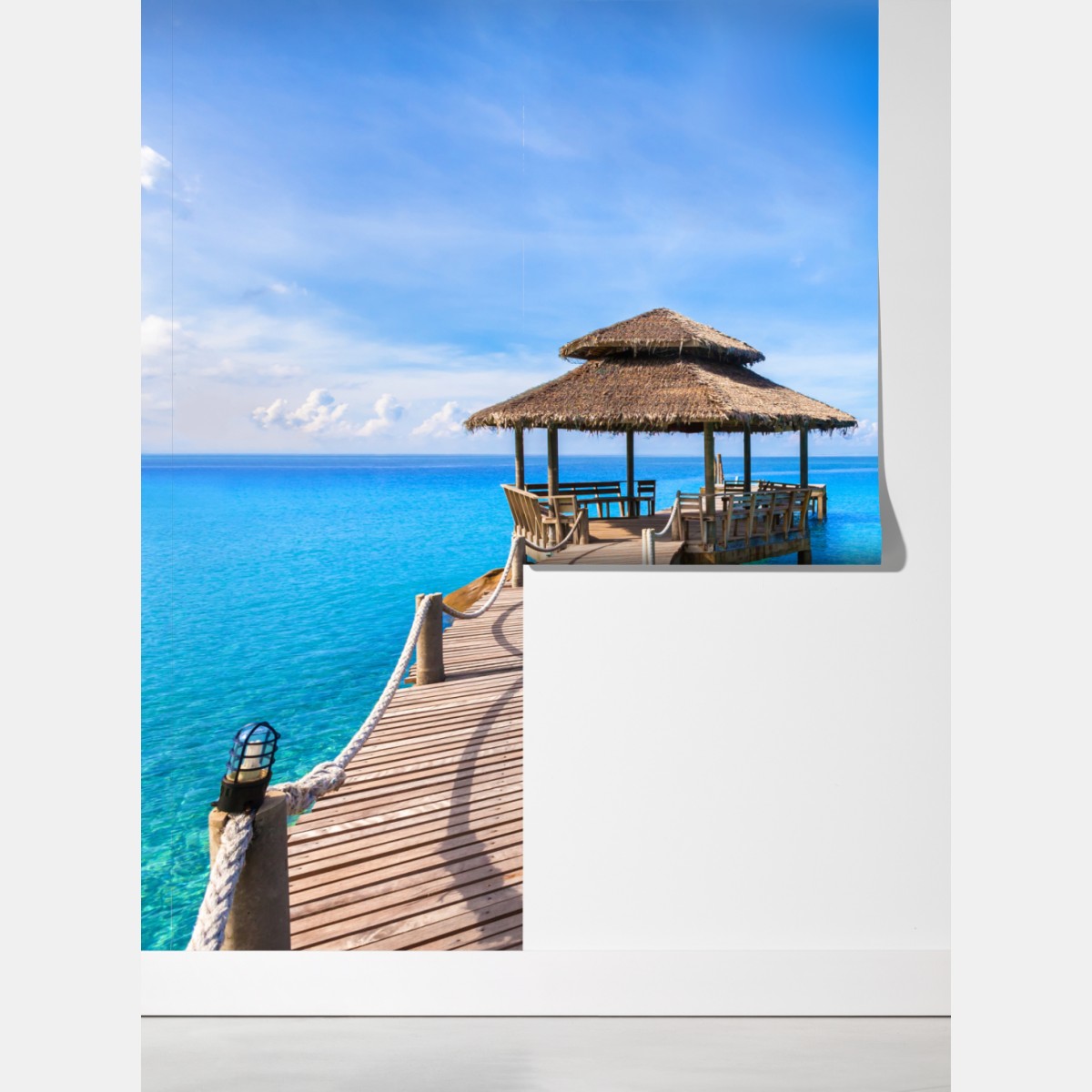 Fototapeta tropikalny pomost nad turkusowym morzem – Wallissimo® Fototapeta tropikalny pomost nad turkusowym morzem – Wallissimo®