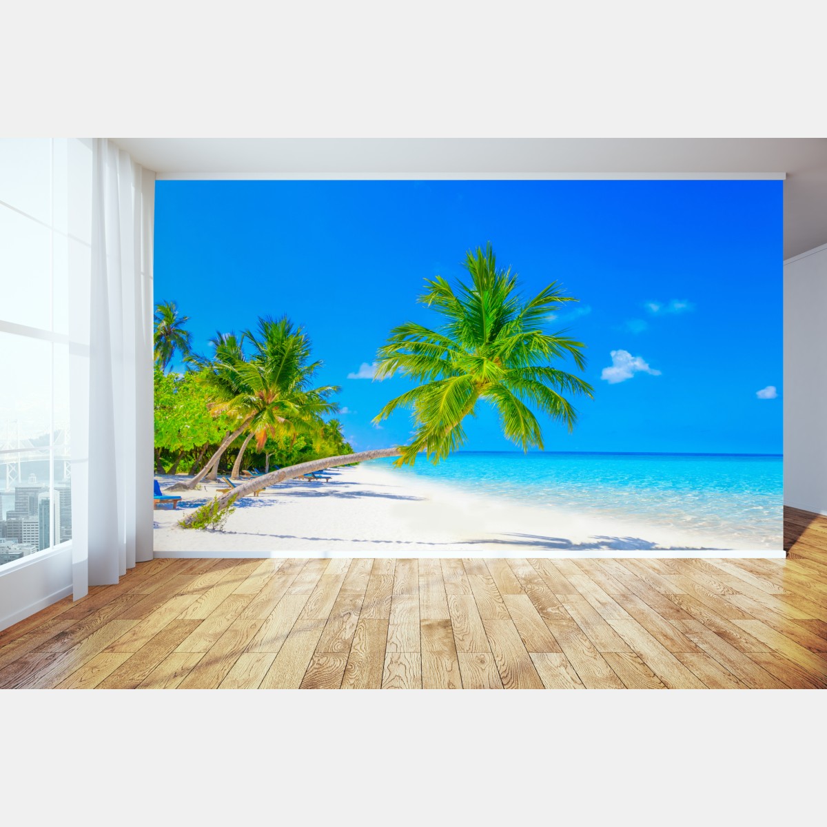 Wall mural beach paradise in Maldives