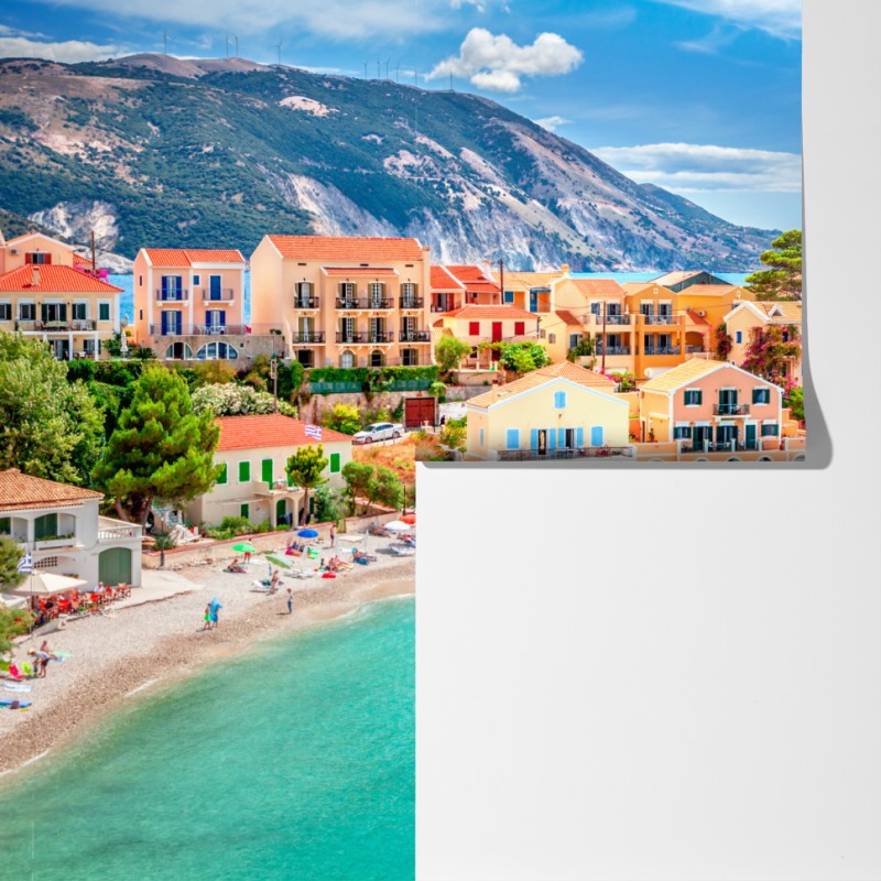 Fototapeta Assos nadmorska sceneria, Kefalonia – Wallissimo® Fototapeta Assos nadmorska sceneria, Kefalonia – Wallissimo®
