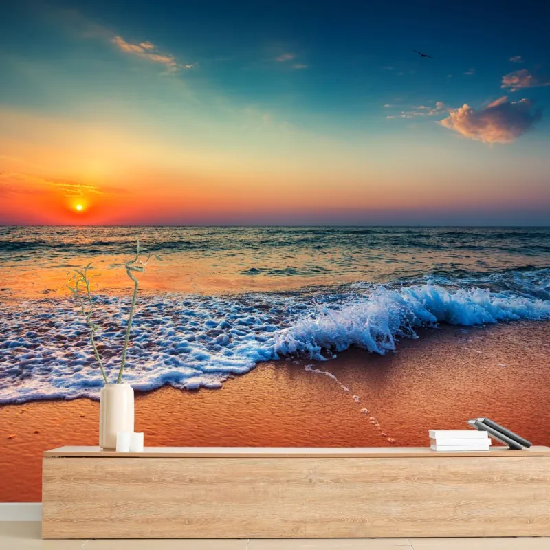 Fototapeta złoty wschód słońca nad morzem