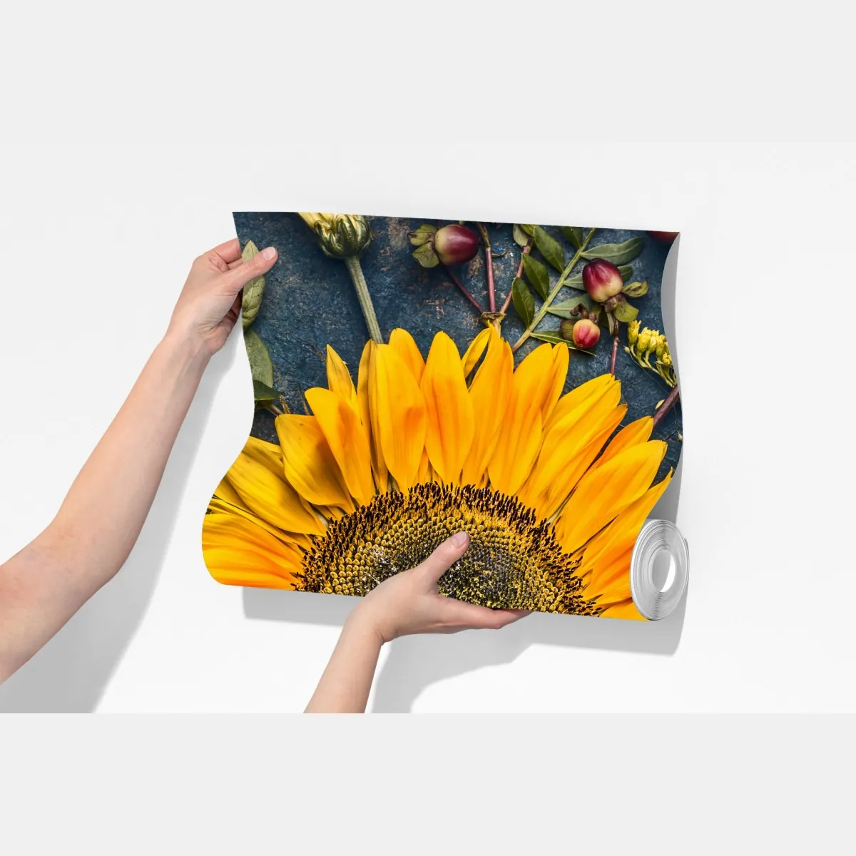 Fototapeta jesienny bukiet słoneczników na ciemnym rustykalnym tle – Wallissimo® Fototapeta jesienny bukiet słoneczników na ciemnym rustykalnym tle – Wallissimo®