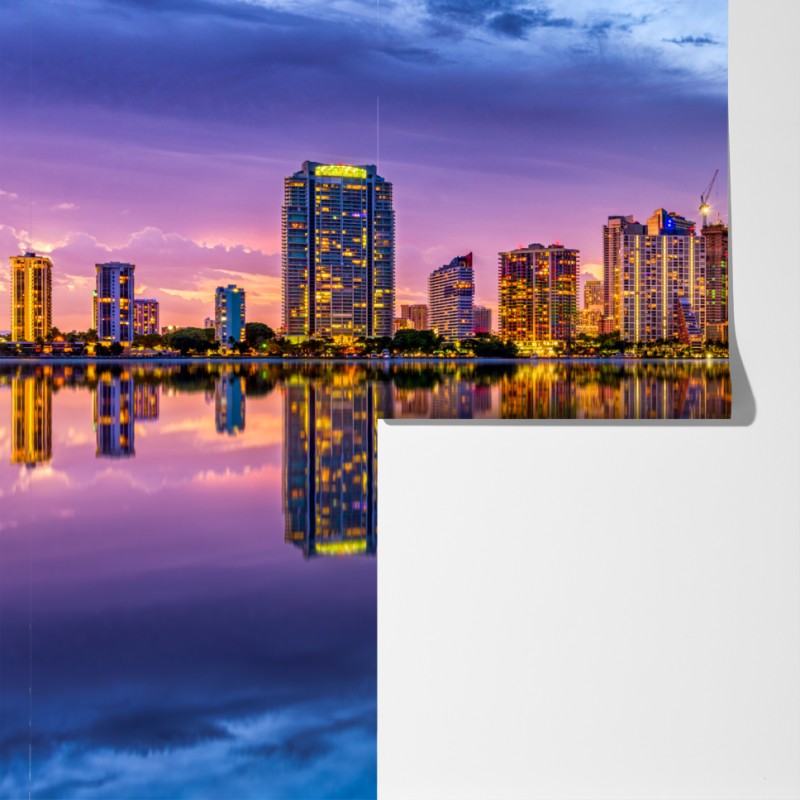 Fototapeta Miami panorama odbita w Biscayne Bay – Wallissimo® Fototapeta Miami panorama odbita w Biscayne Bay – Wallissimo®