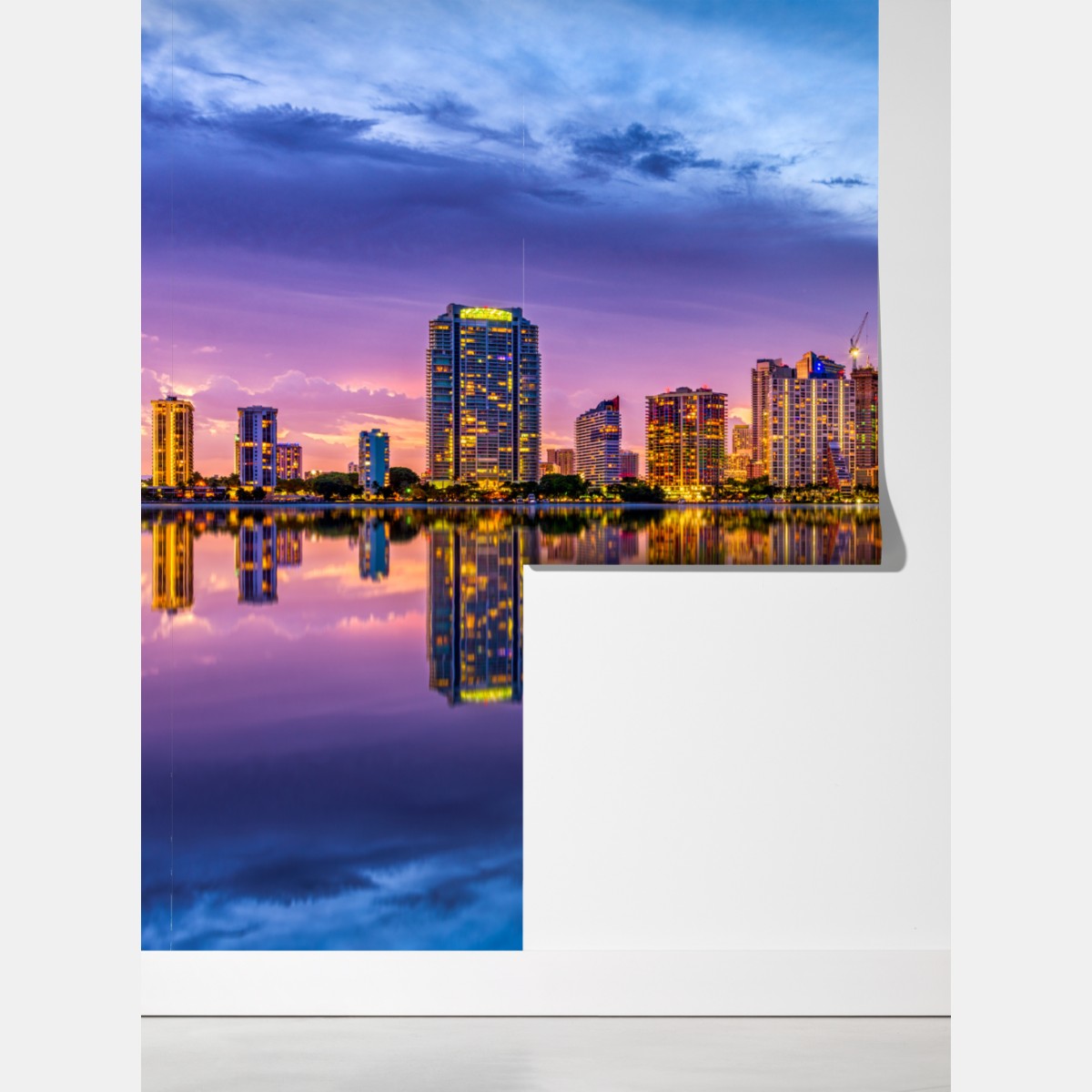 Fototapeta Miami panorama odbita w Biscayne Bay – Wallissimo® Fototapeta Miami panorama odbita w Biscayne Bay – Wallissimo®