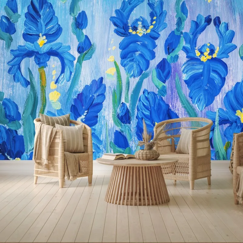 Fototapeta żywy niebieski bukiet irysów