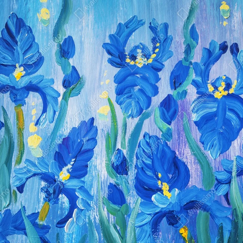 Fototapeta żywy niebieski bukiet irysów – Wallissimo® Fototapeta żywy niebieski bukiet irysów – Wallissimo®
