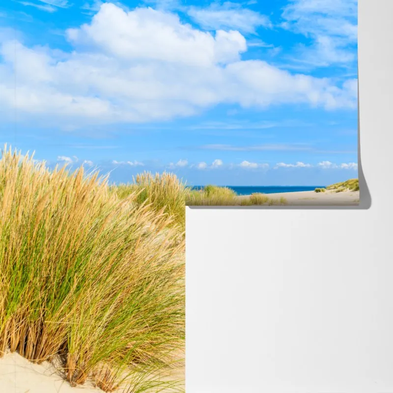 Fototapeta spokojne wydmy Sylt z latarnią morską – Wallissimo® Fototapeta spokojne wydmy Sylt z latarnią morską – Wallissimo®