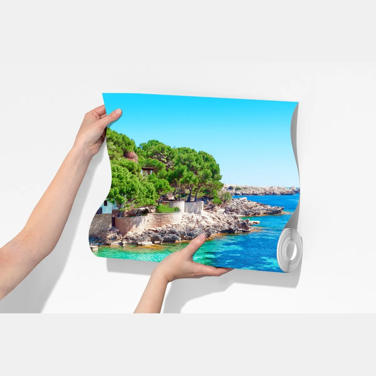 Fototapeta spokojna zatoka śródziemnomorska z turkusowymi wodami – Wallissimo® Fototapeta spokojna zatoka śródziemnomorska z turkusowymi wodami – Wallissimo®