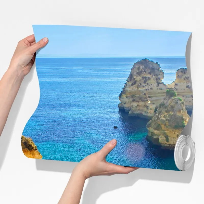 Fototapeta słoneczne schody prowadzące do turkusowej zatoczki – Wallissimo® Fototapeta słoneczne schody prowadzące do turkusowej zatoczki – Wallissimo®