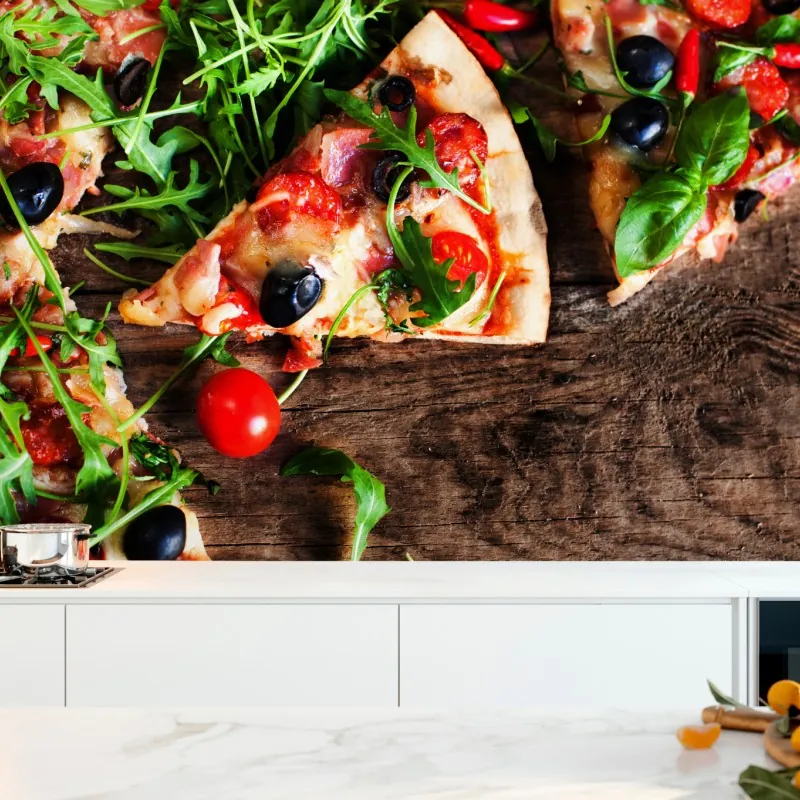 Fototapeta gorąca pizza pepperoni z bliska