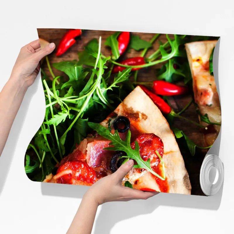 Fototapeta gorąca pizza pepperoni z bliska – Wallissimo® Fototapeta gorąca pizza pepperoni z bliska – Wallissimo®