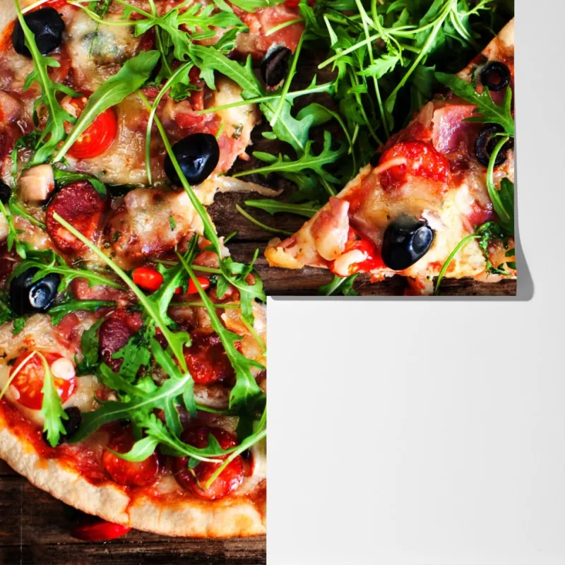 Fototapeta gorąca pizza pepperoni z bliska – Wallissimo® Fototapeta gorąca pizza pepperoni z bliska – Wallissimo®