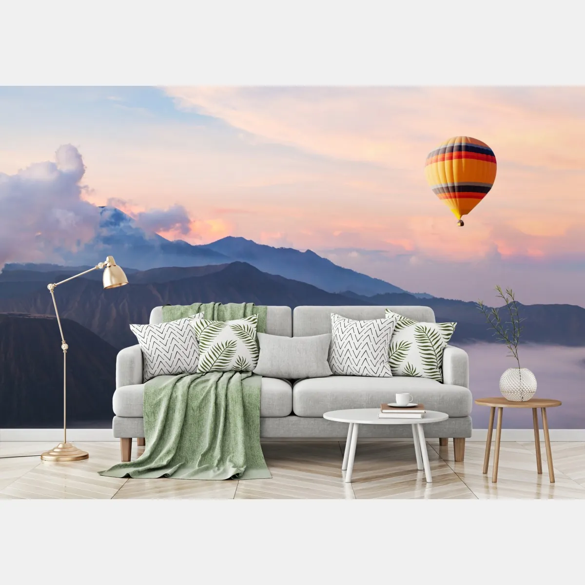 Fototapeta balon nad mglistymi górami – Wallissimo® Fototapeta balon nad mglistymi górami – Wallissimo®