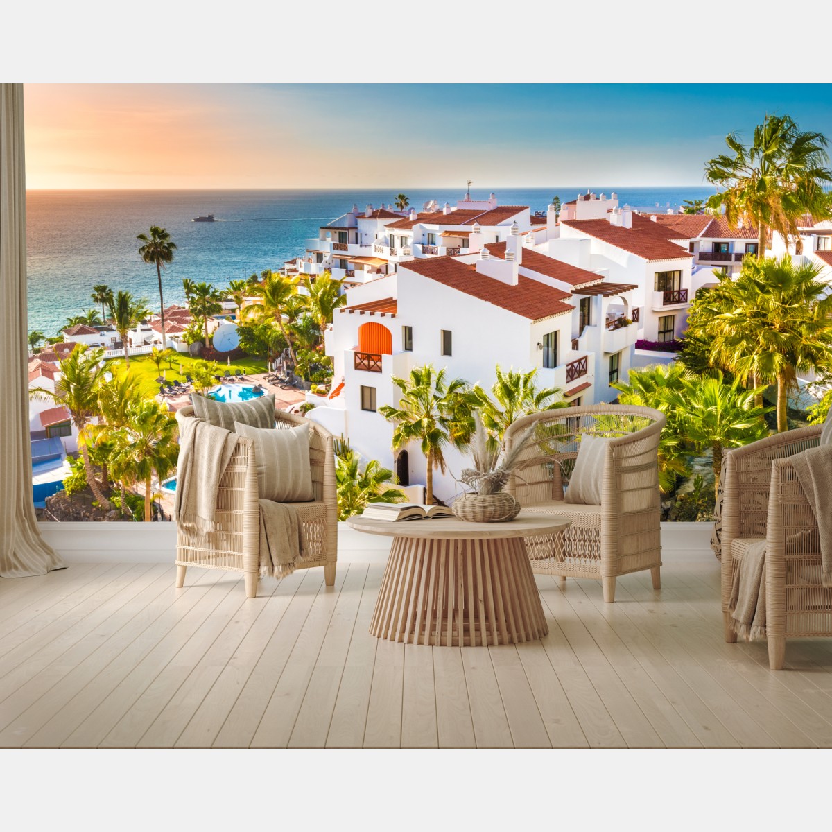 Wall mural sunset over Puerto de Santiago, Tenerife