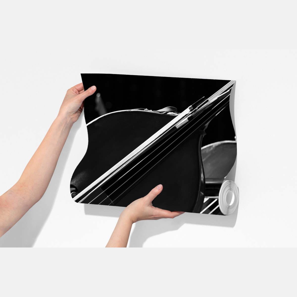 Fototapeta kontrabasy orkiestry w monochromie – Wallissimo® Fototapeta kontrabasy orkiestry w monochromie – Wallissimo®