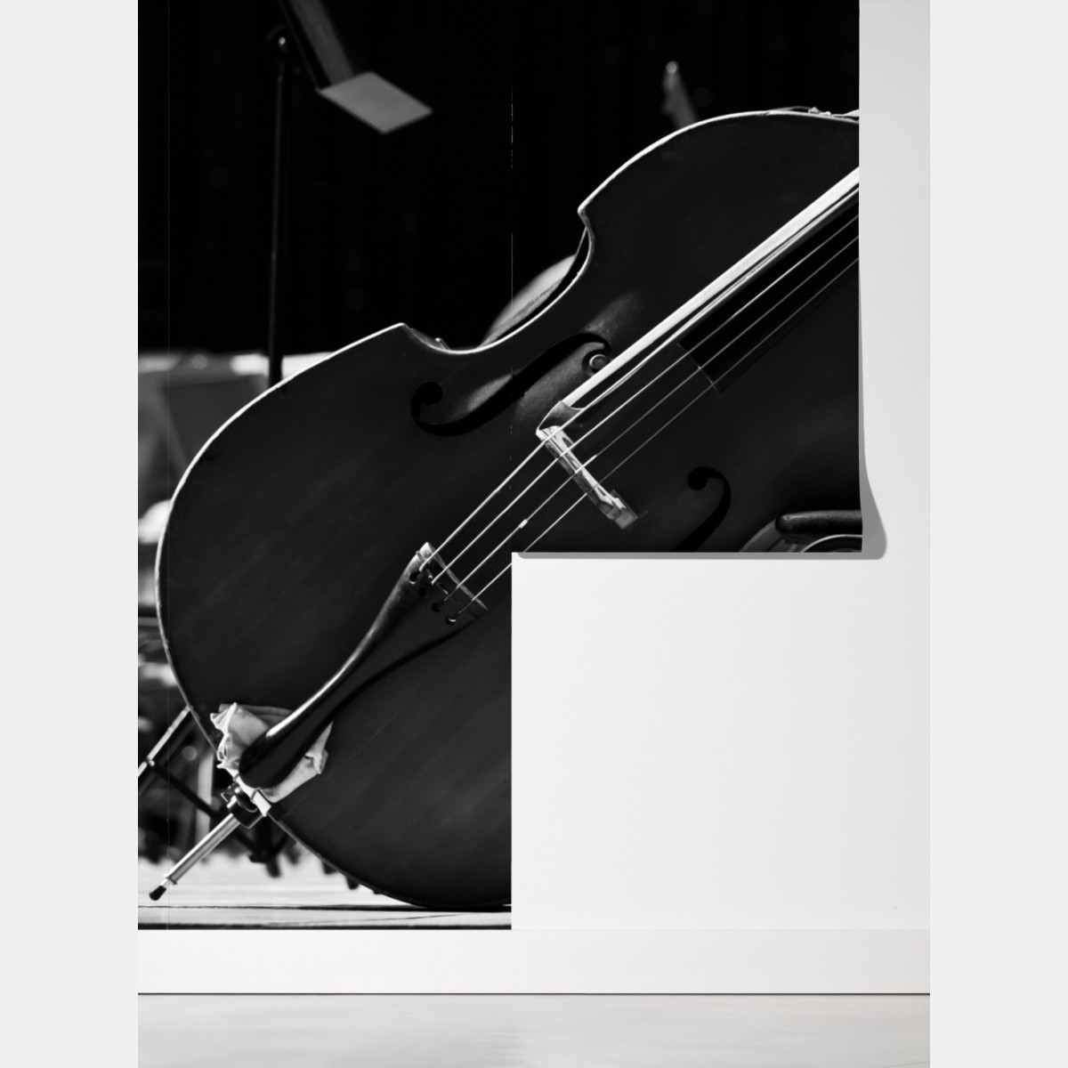 Fototapeta kontrabasy orkiestry w monochromie – Wallissimo® Fototapeta kontrabasy orkiestry w monochromie – Wallissimo®