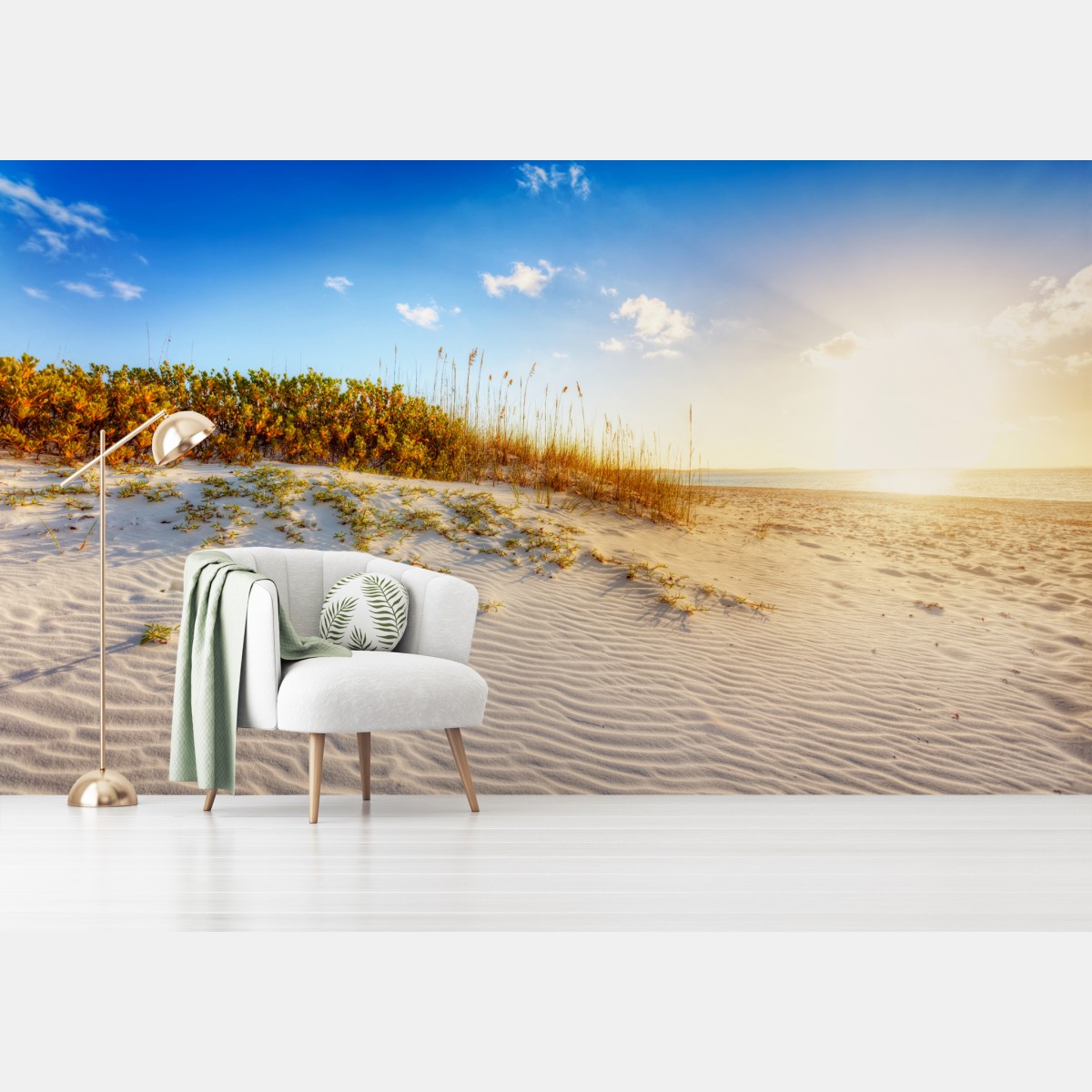 Wall mural sunset over Grace Bay sand dunes