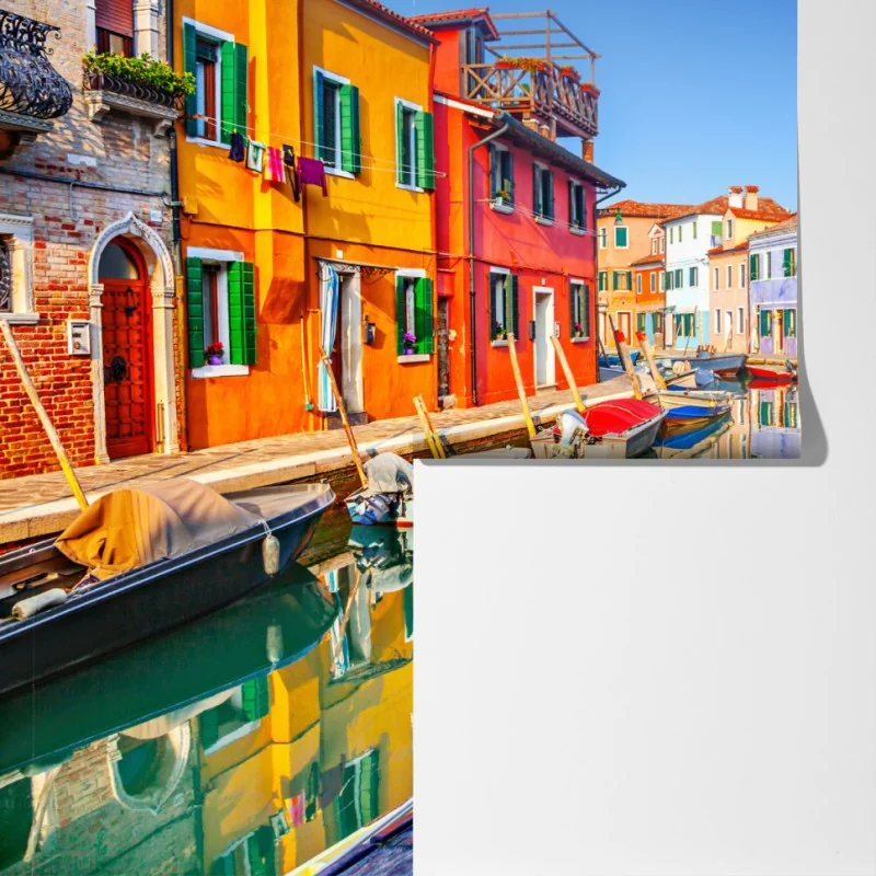 Fototapeta kolorowe domy nad kanałem w Burano – Wallissimo® Fototapeta kolorowe domy nad kanałem w Burano – Wallissimo®