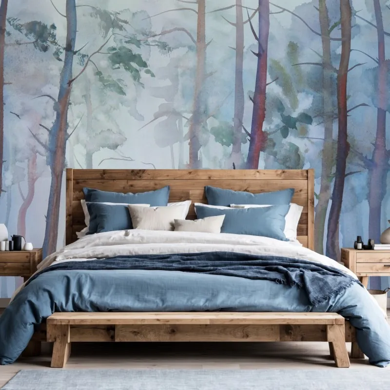 Fototapeta mglisty akwarelowy las