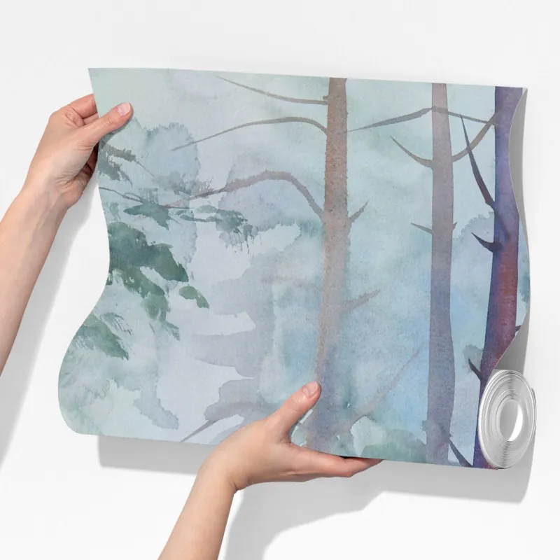 Fototapeta mglisty akwarelowy las – Wallissimo® Fototapeta mglisty akwarelowy las – Wallissimo®