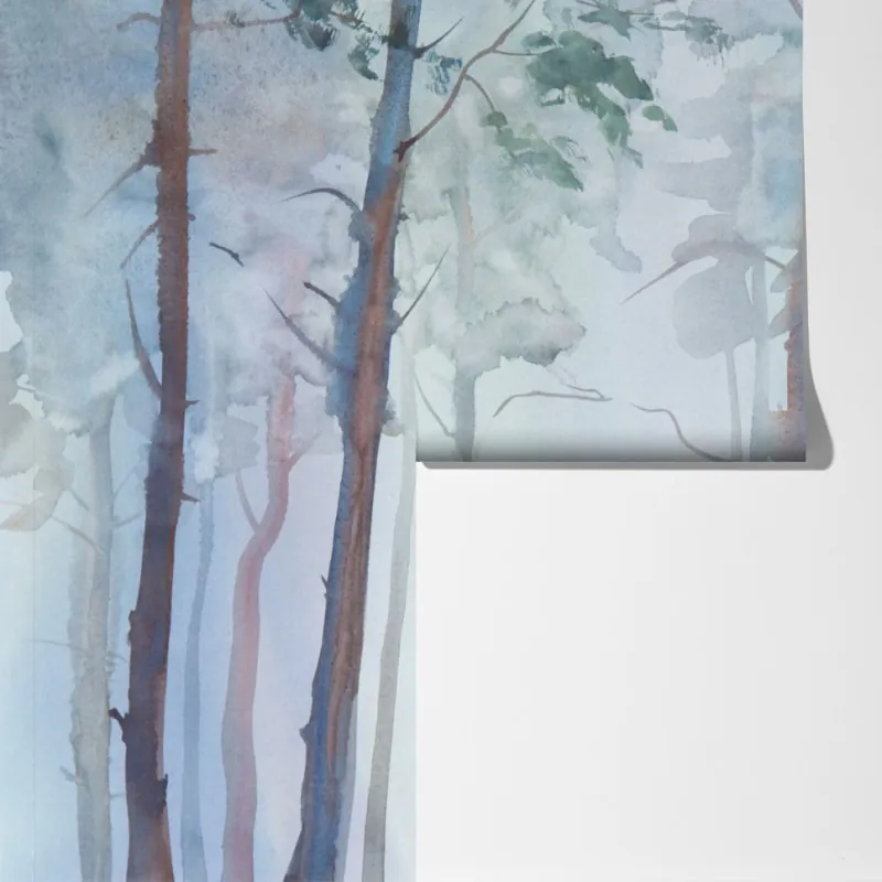 Fototapeta mglisty akwarelowy las – Wallissimo® Fototapeta mglisty akwarelowy las – Wallissimo®