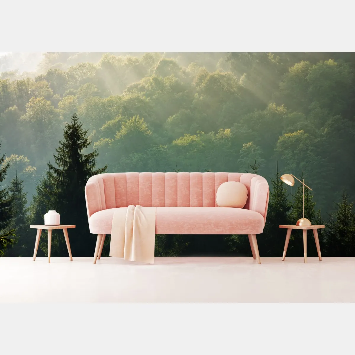 Fototapeta mglisty las świerkowy w Karpatach o wschodzie słońca – Wallissimo® Fototapeta mglisty las świerkowy w Karpatach o wschodzie słońca – Wallissimo®