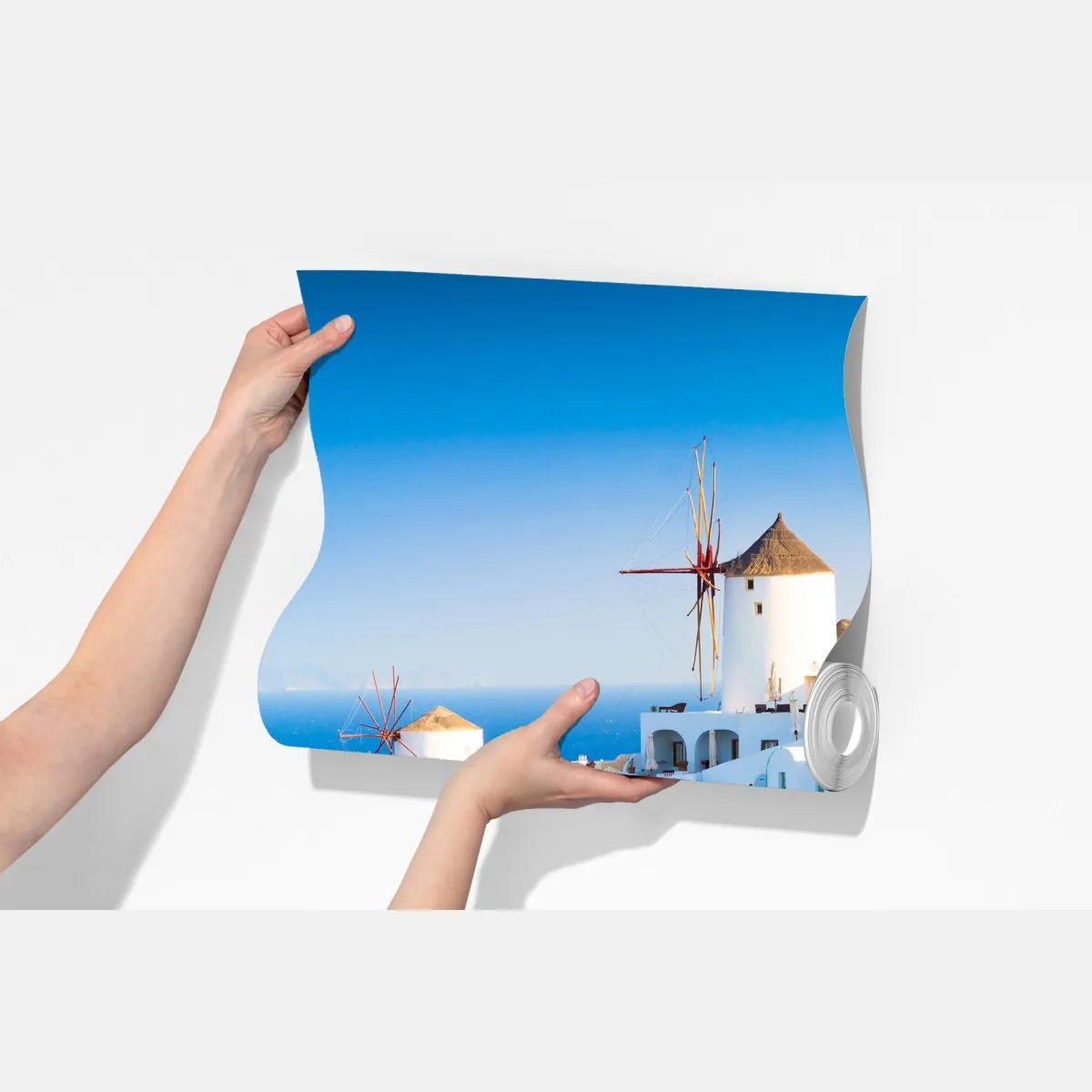 Fototapeta nasłonecznione miasteczko Santorini nad morzem – Wallissimo® Fototapeta nasłonecznione miasteczko Santorini nad morzem – Wallissimo®