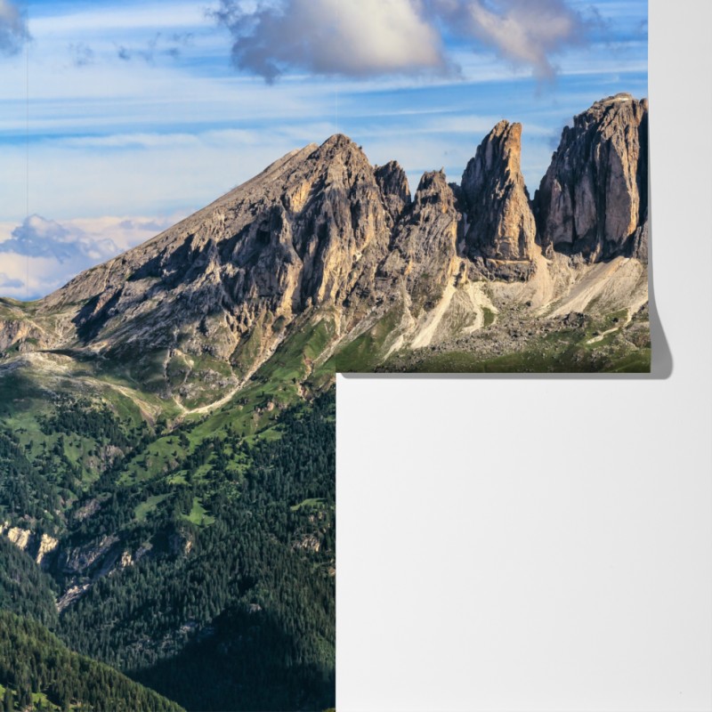 Fototapeta majestatyczna górska panorama z zielonymi wzgórzami – Wallissimo® Fototapeta majestatyczna górska panorama z zielonymi wzgórzami – Wallissimo®