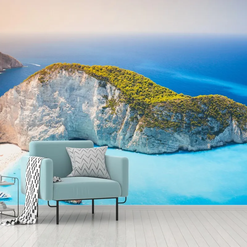 Fototapeta turkusowa zatoka na plaży Navagio, Zakynthos – Wallissimo® Fototapeta turkusowa zatoka na plaży Navagio, Zakynthos – Wallissimo®