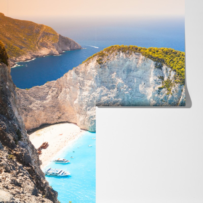 Fototapeta turkusowa zatoka na plaży Navagio, Zakynthos – Wallissimo® Fototapeta turkusowa zatoka na plaży Navagio, Zakynthos – Wallissimo®