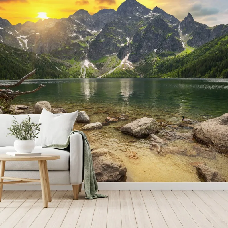 Fototapeta zachód słońca nad Morskim Okiem w Tatrach, Polska – Wallissimo® Fototapeta zachód słońca nad Morskim Okiem w Tatrach, Polska – Wallissimo®