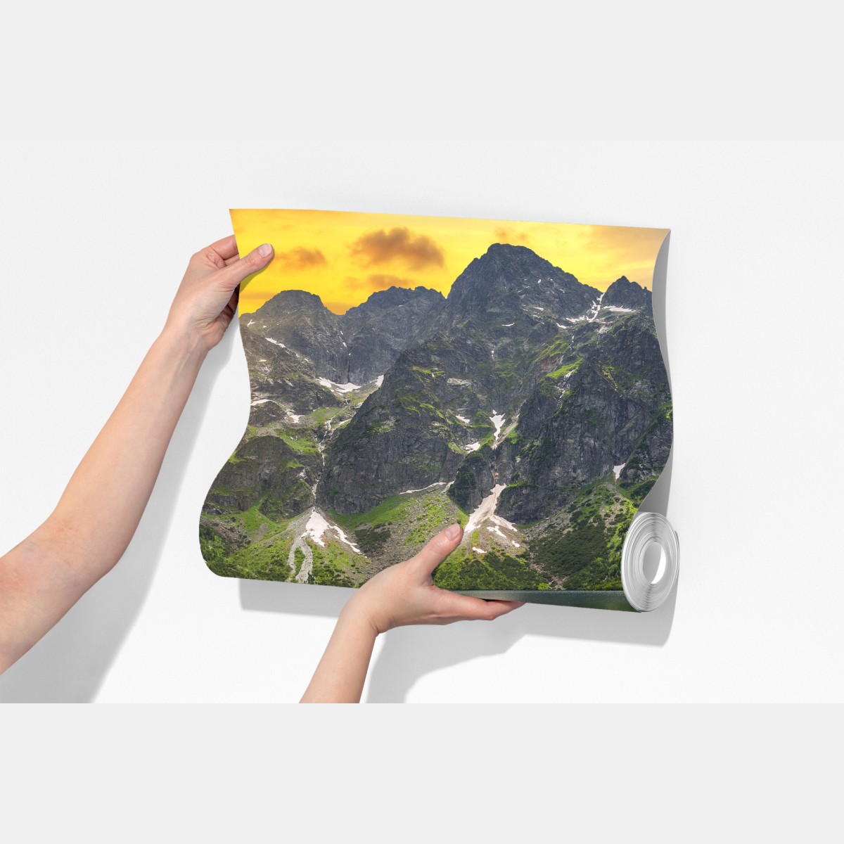 Fototapeta zachód słońca nad Morskim Okiem w Tatrach, Polska – Wallissimo® Fototapeta zachód słońca nad Morskim Okiem w Tatrach, Polska – Wallissimo®