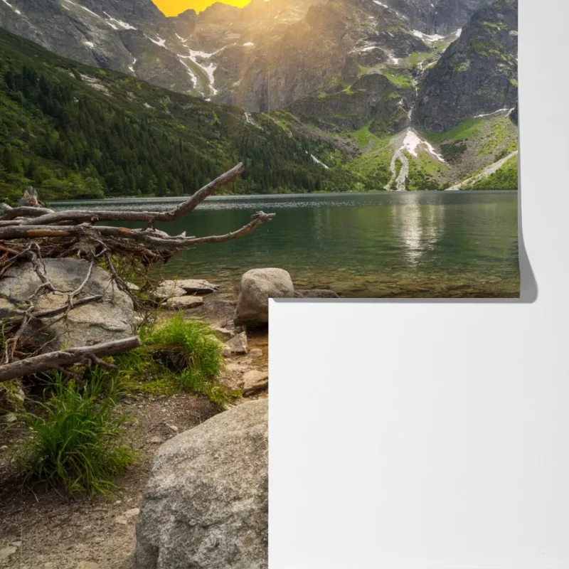 Fototapeta zachód słońca nad Morskim Okiem w Tatrach, Polska – Wallissimo® Fototapeta zachód słońca nad Morskim Okiem w Tatrach, Polska – Wallissimo®