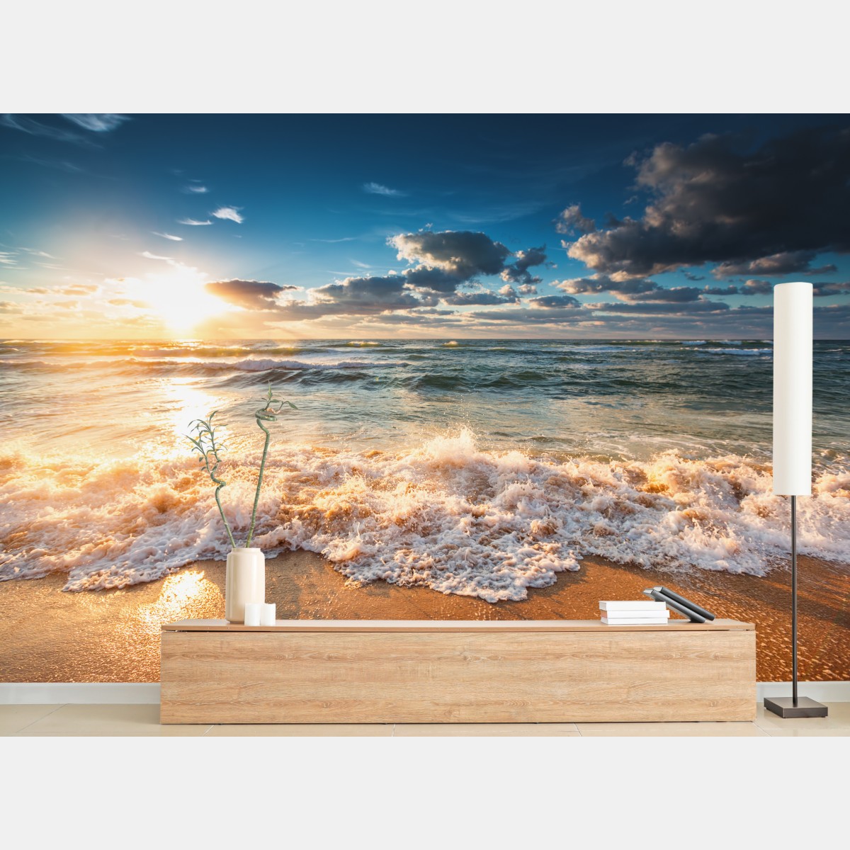 Wall mural golden sunrise over the sea