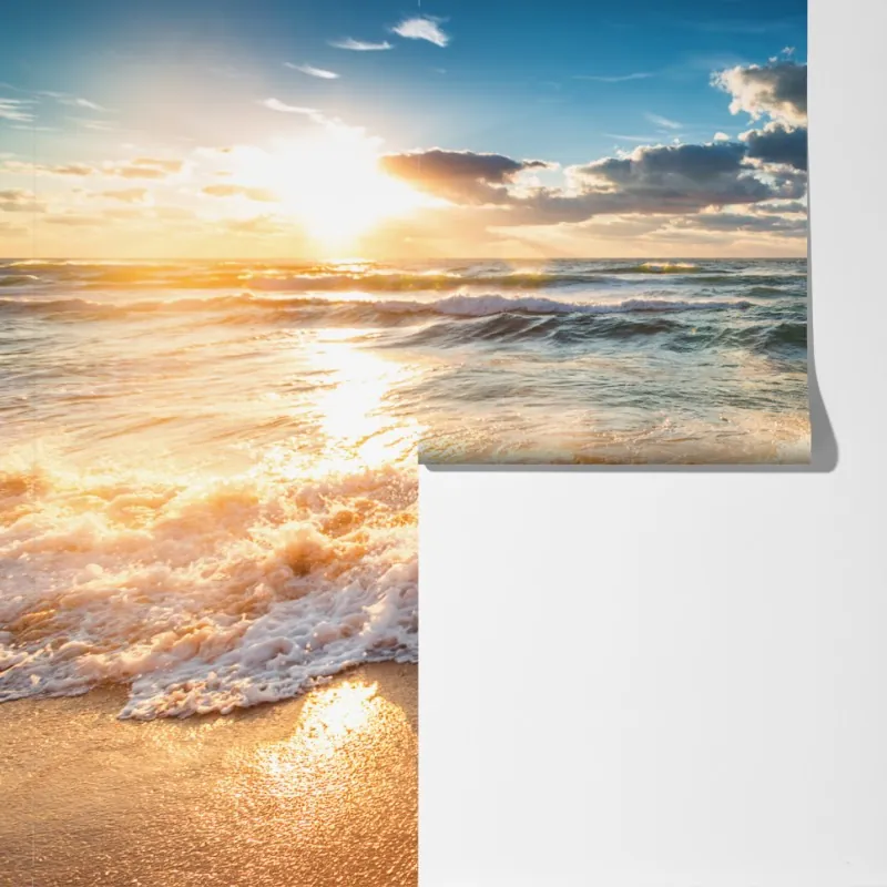 Fototapeta złoty wschód słońca nad morzem – Wallissimo® Fototapeta złoty wschód słońca nad morzem – Wallissimo®