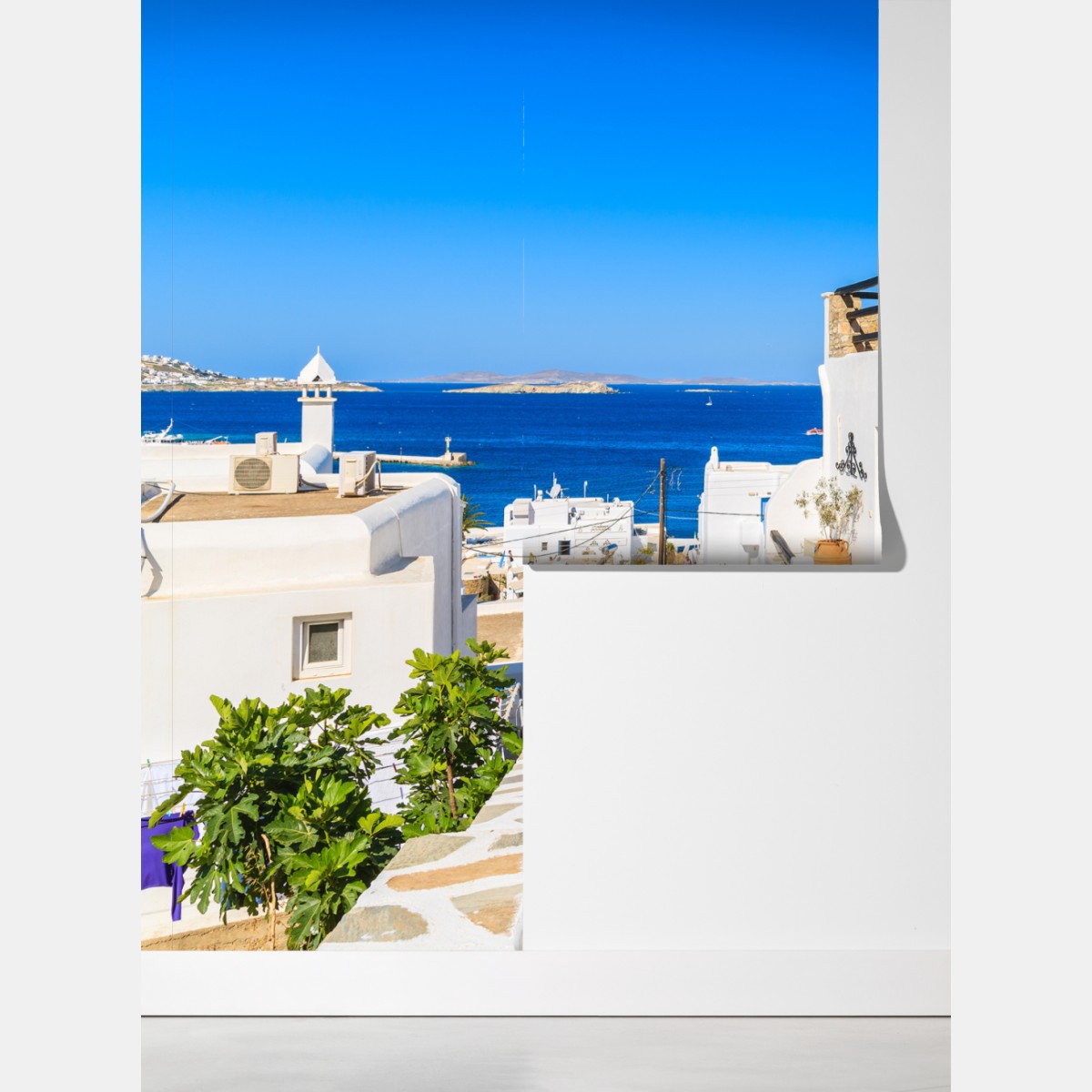 Fototapeta słoneczna uliczka w Mykonos – Wallissimo® Fototapeta słoneczna uliczka w Mykonos – Wallissimo®