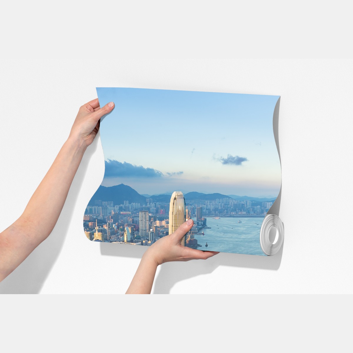 Fototapeta panorama Hongkongu o zachodzie słońca – Wallissimo® Fototapeta panorama Hongkongu o zachodzie słońca – Wallissimo®