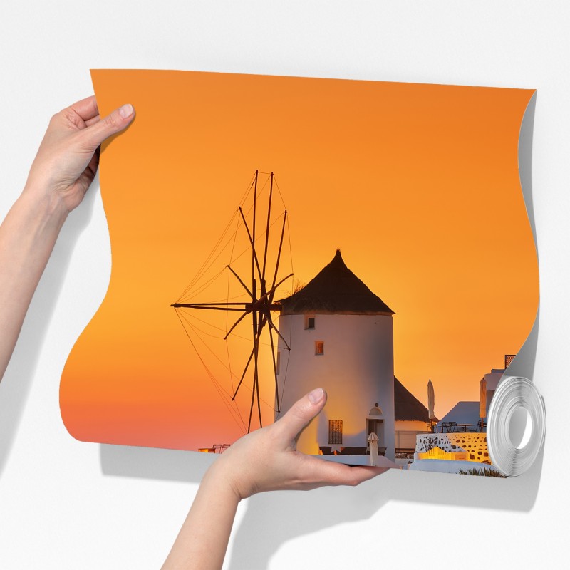 Fototapeta złoty zachód słońca w Oia, Santorini – Wallissimo® Fototapeta złoty zachód słońca w Oia, Santorini – Wallissimo®